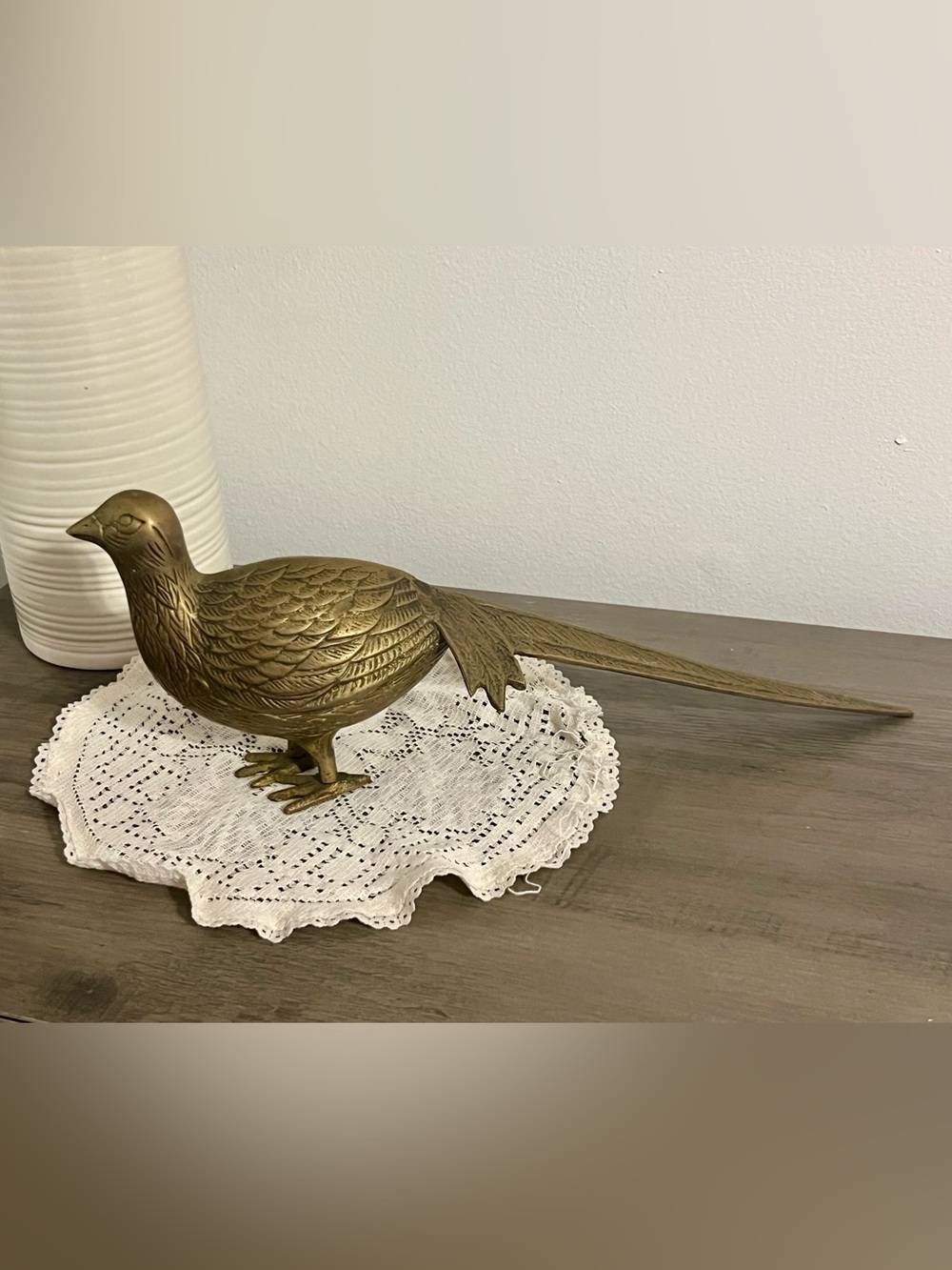 Vintage Solid Brass Pheasant Figurine - 1960s RARE Find 14” long